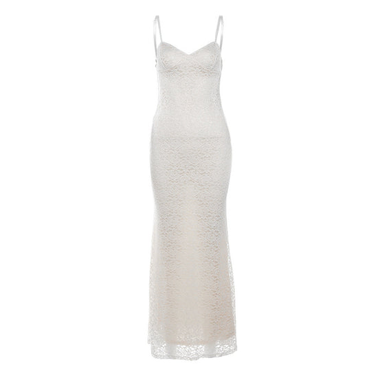 Damen Spitzen-Maxikleid mit eleganten Trägern EB