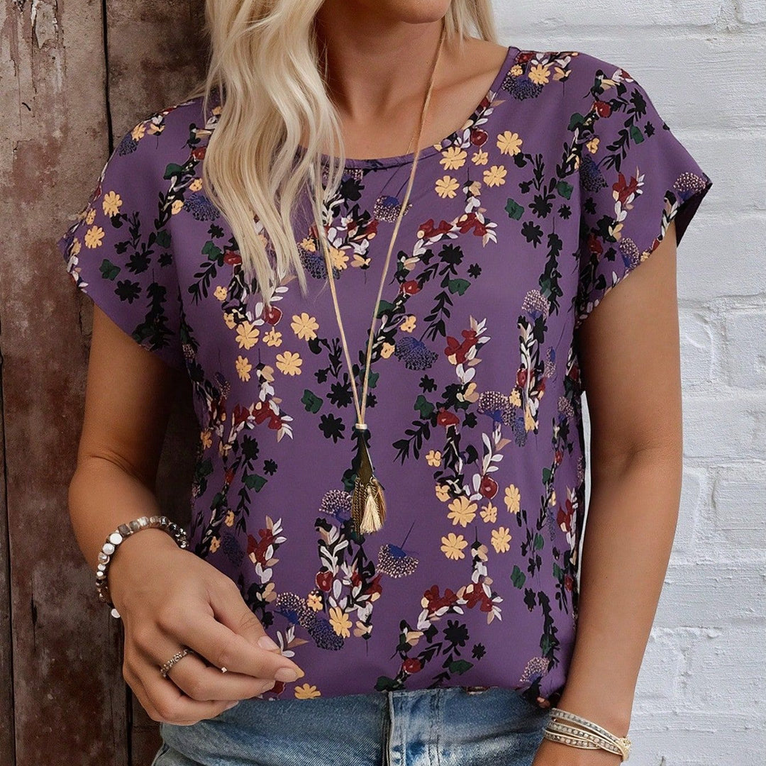 Damen Chiffonbluse mit floralen Mustern und weitem Schnitt EB