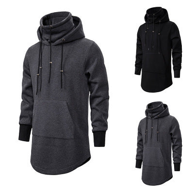 Herren modischer Hoodie mit asymmetrischem Kragen und praktischer Kängurutasche EB