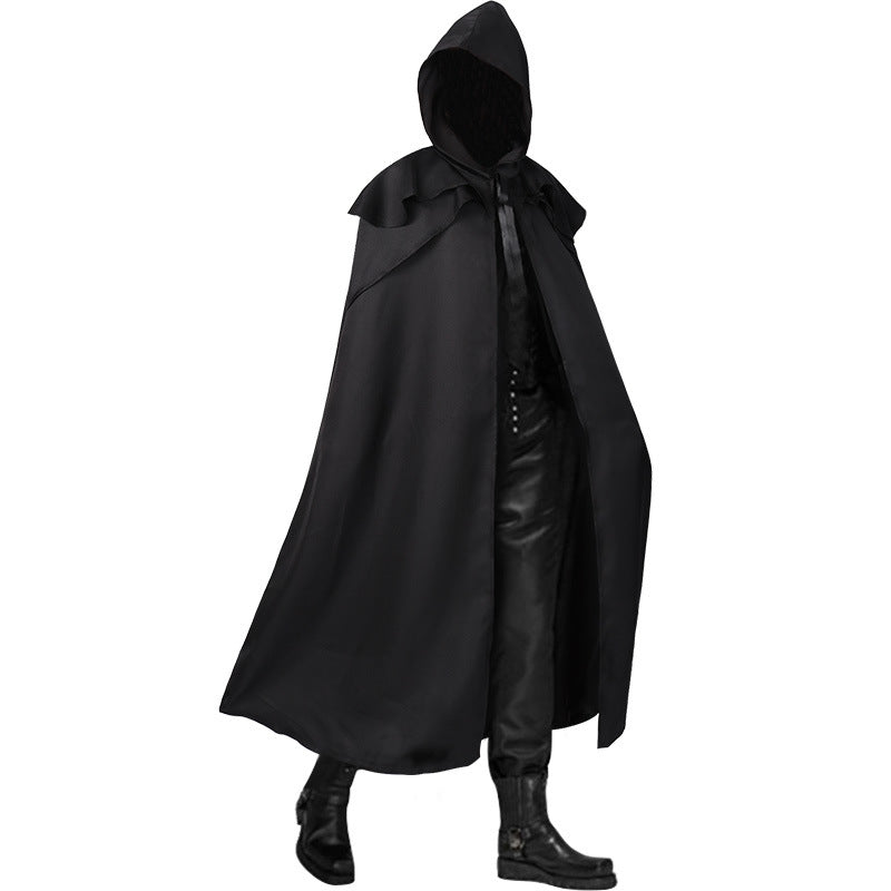 Unisex nan langer Kapuzenumhang mit weitem Fall, abnehmbarem Schultercape und verdecktem Bindesystem Eb