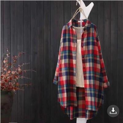 Damen Langarm-Hemdjacke im karierter Stil mit lässigem Schnitt EB