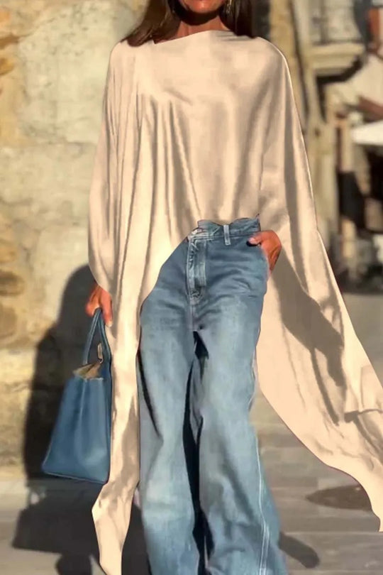 Damen luftige Tunika mit asymmetrischem Schnitt EB
