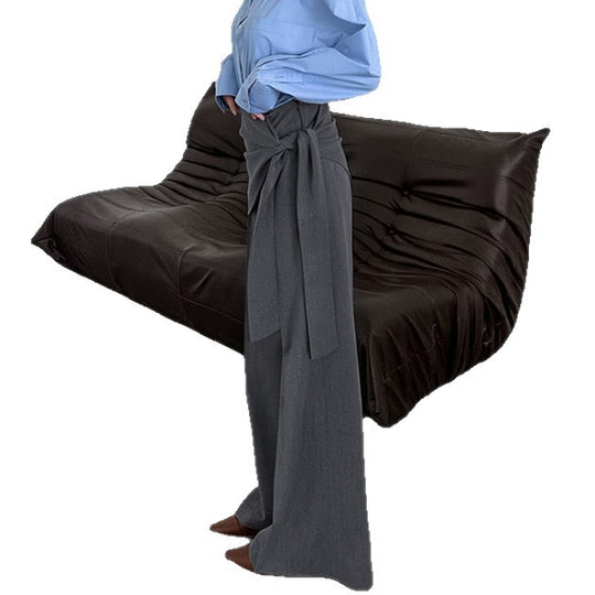 Damen Elegante Wickelhose mit weitem Bein und tailliertem Bund EB