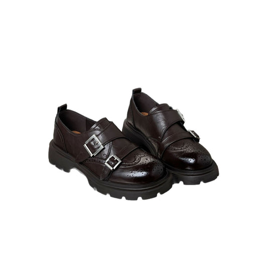 Damen Elegante Schnürschuhe mit modischen Schnallen und rutschfester Gummisohle EB