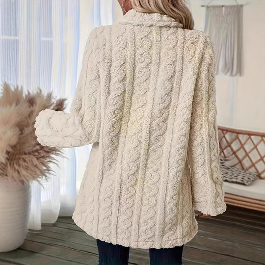 Damen Kuschelige Strickjacke mit doppelter Knopfverschluss und strukturierter Oberfläche EB