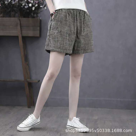 Damen Leichte Baumwollshorts mit Streifendessin EB
