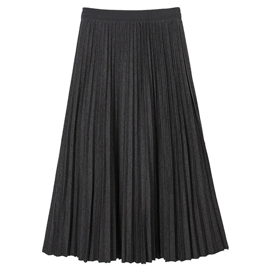 Damen  eleganter Falten-Maxirock mit dezentem Glitzer-Finish und elastischem Komfortbund EB