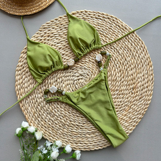 Damen Triangel-Bikini mit eleganten Verzierungen EB