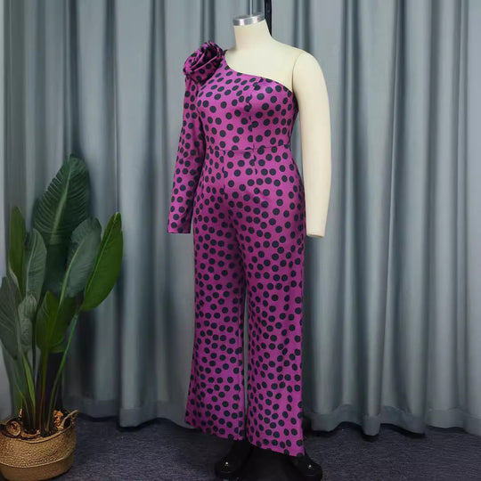 Damen Einseitiger Jumpsuit mit Blumendekor EB