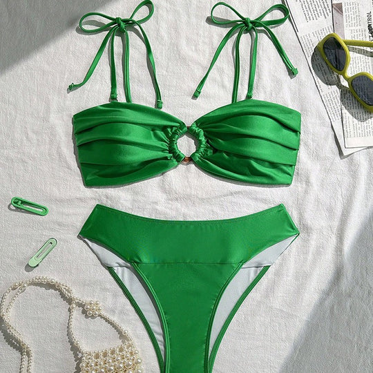 Damen Bandeau-Bikini mit hochwertiger Rüschendetail EB