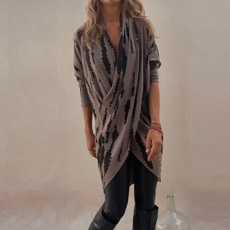 Damen Wickeloberteil mit kreativem Muster und lässigem Schnitt EB