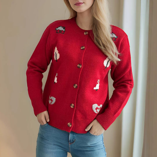 Damen Strickjacke mit kunstvollem Motiv EB