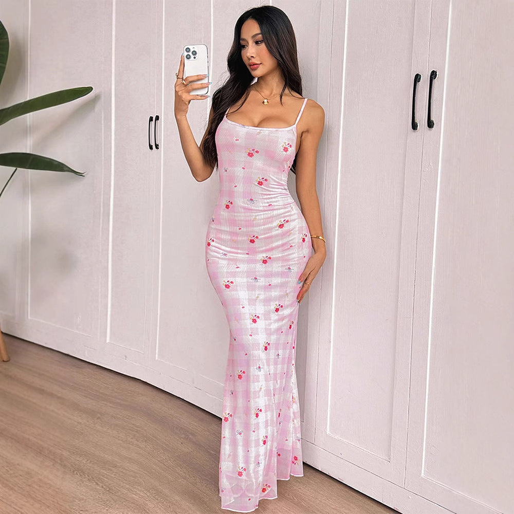 Damen Langarm Maxikleid mit floralem Muster EB