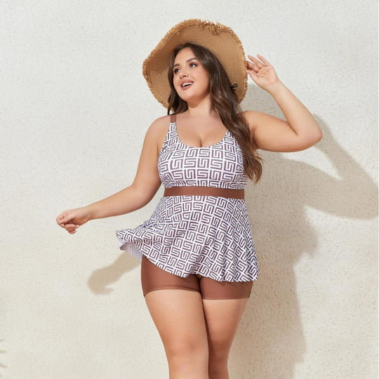 Damen Modischer Tankini mit skulpturalen Musteranwendungen EB