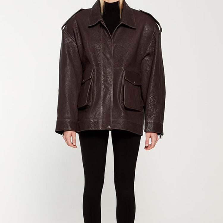 Damen Oversized jacke im robusten Design mit praktischen Taschen EB