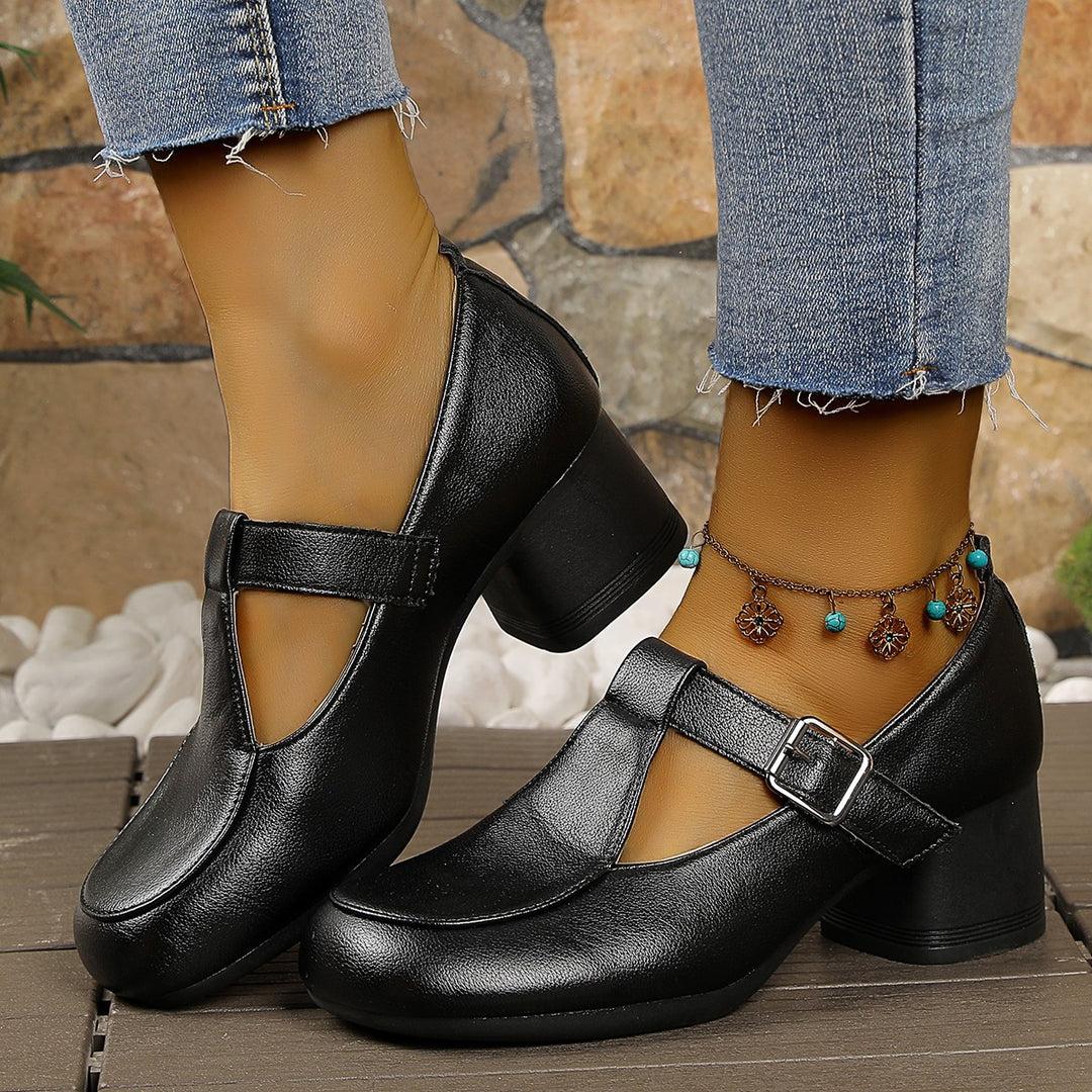 Damen elegante Absatzsandalen mit modischer Schnallenoptik EB