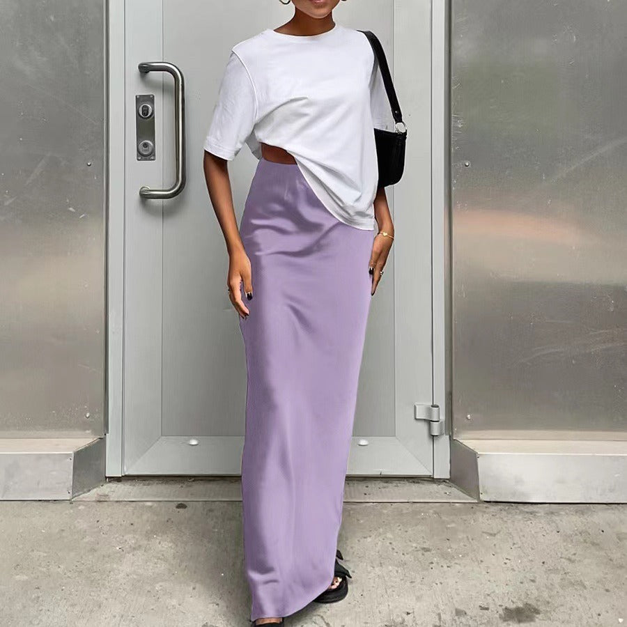 Damen elegantes Maxikleid mit asymmetrischem Schnitt und dekorativem Überwurf EB