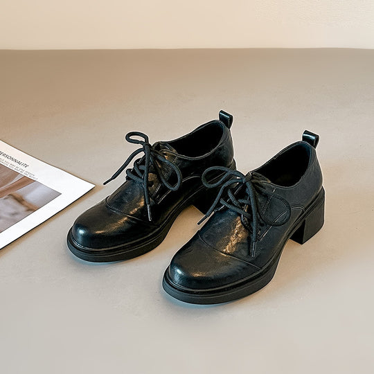 Damen Komfortable und elegante Schnürschuhe mit Blockabsatz EB