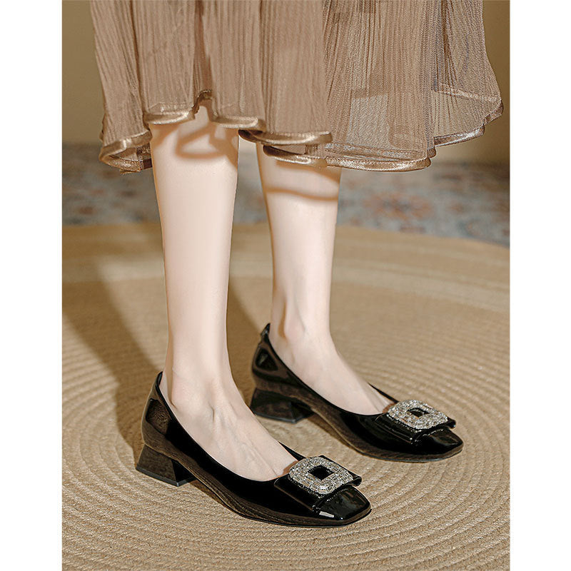Damen Elegante Ballerinas mit funkelnder Schmuckschnalle EB