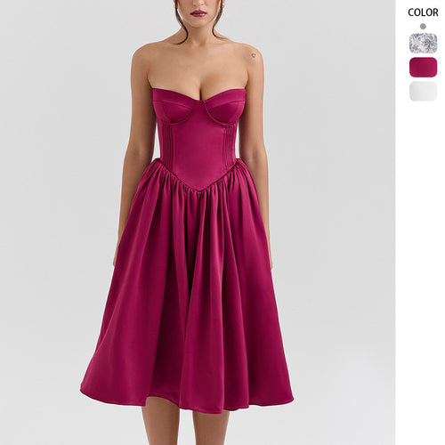 Damen Couture-Kleid im schulterfreien Trägerdesign mit voluminösem Rock EB
