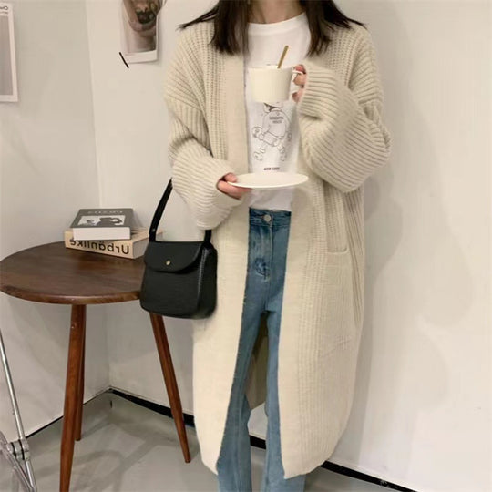 Damen Strickcardigan mit lockerer Silhouette und tiefen Taschen EB