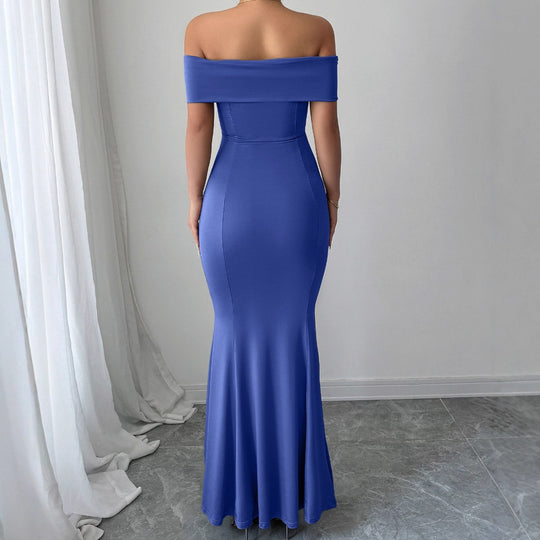 Damen Figurbetontes Off-Shoulder Maxikleid EB