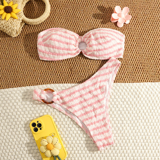 Damen Bandeau-Bikini mit strukturiertem Design EB