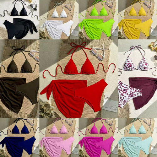 Damen Triangel-Bikini mit Wickeltuch und verstellbaren Trägern EB