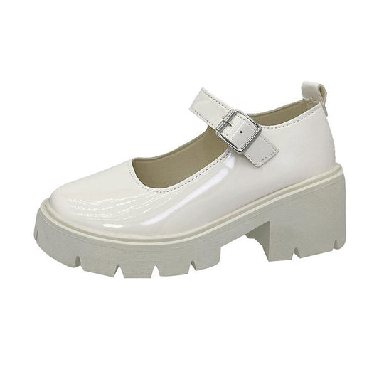 Damen Mary Jane Schuhe mit robustem Plateau und modischem Riemchen EB