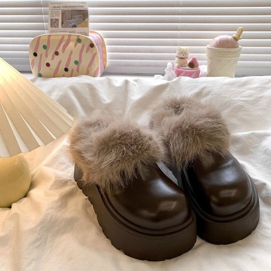 Damen Flauschige Clogs mit robustem Design und weichem Kunstfellrand EB