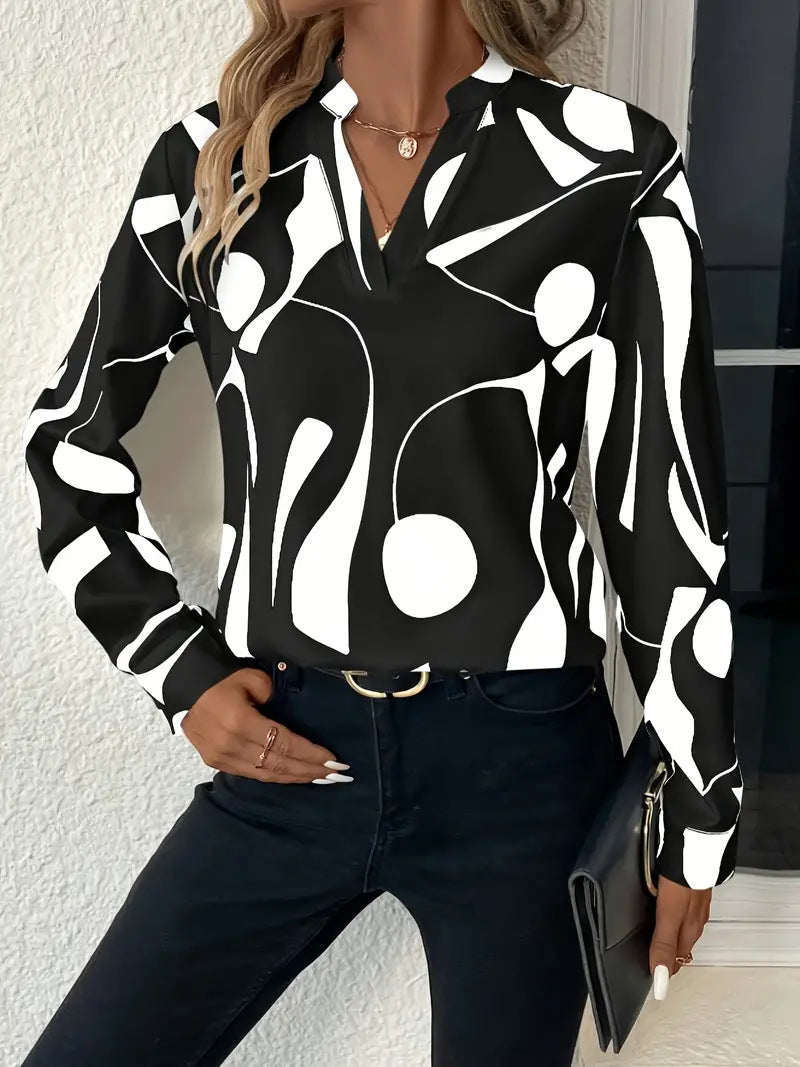 Damen High Fashion Bluse mit modernem Muster EB