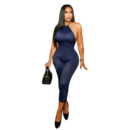 Damen Eleganter und figurbetonter Jumpsuit mit hohem Kragen und zurückhaltendem Design EB
