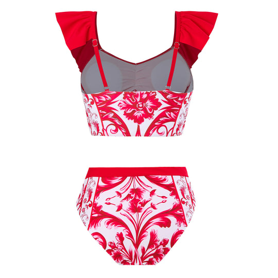 Damen Bikini-Set mit modischem Wickelrock und charmanten Rüschen EB