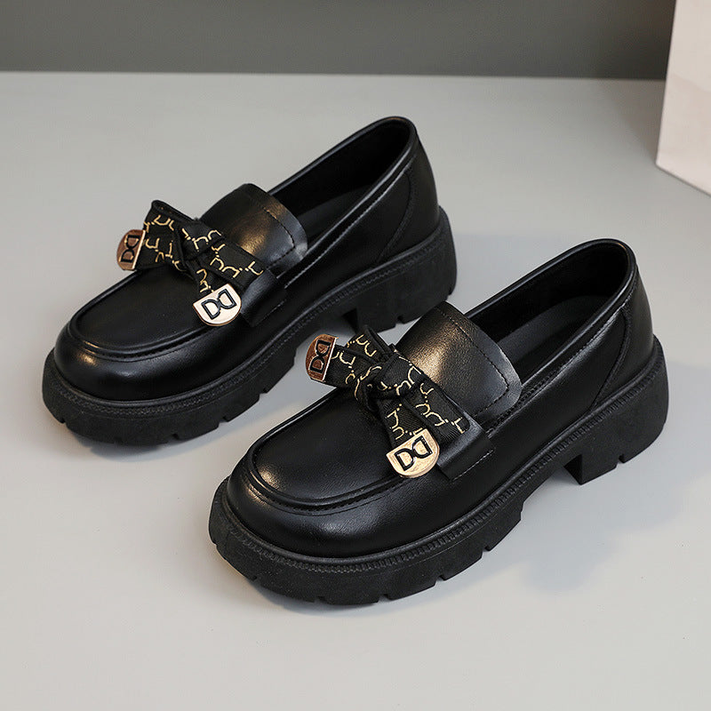 Damen modische Chunky Loafers mit dekorativen Schleifen und stabiler Laufsohle EB