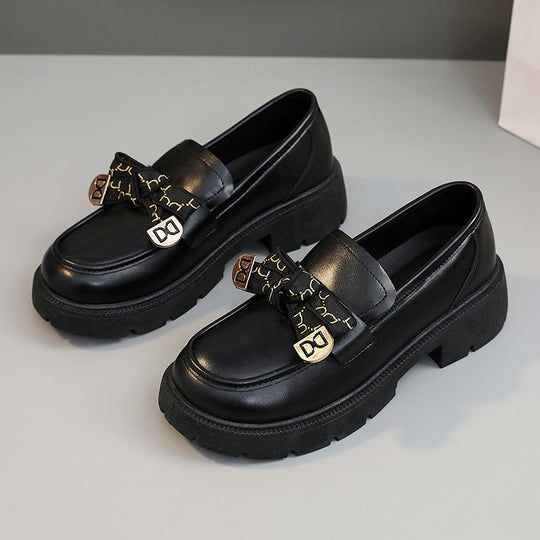 Damen modische Chunky Loafers mit dekorativen Schleifen und stabiler Laufsohle EB