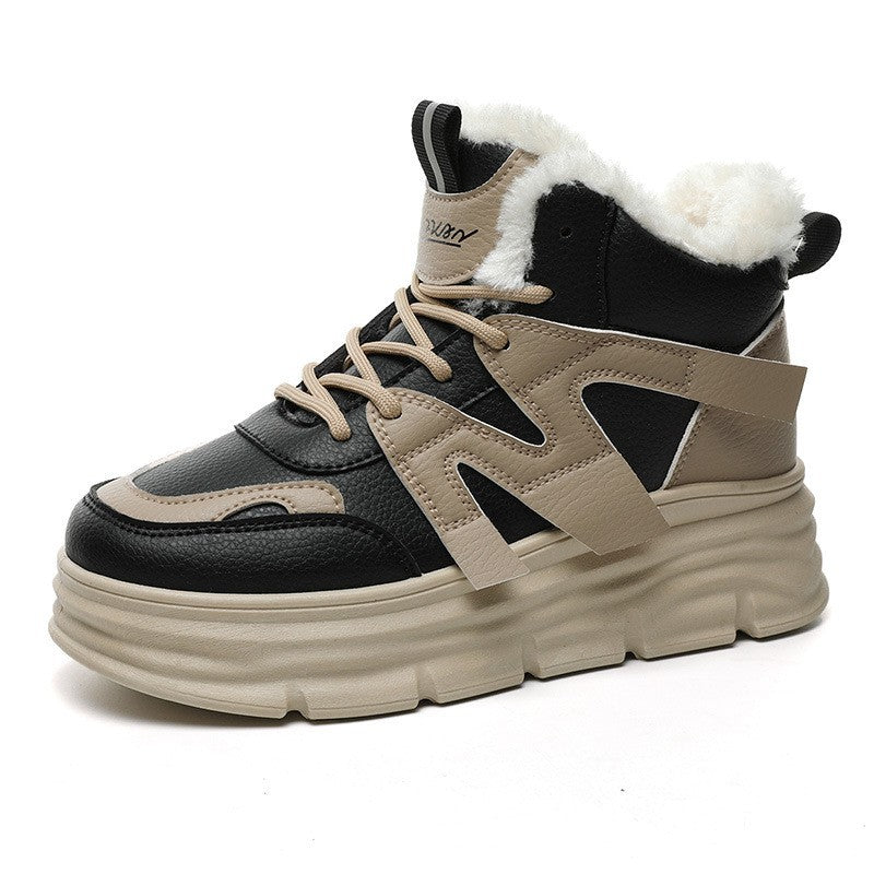 Damen modische High-Top Sneakers mit kuscheligem Innenfutter und robustem Profil EB