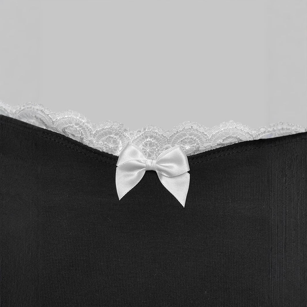 Damen eleganter Badeanzug mit Spitzenrand und Trägern EB
