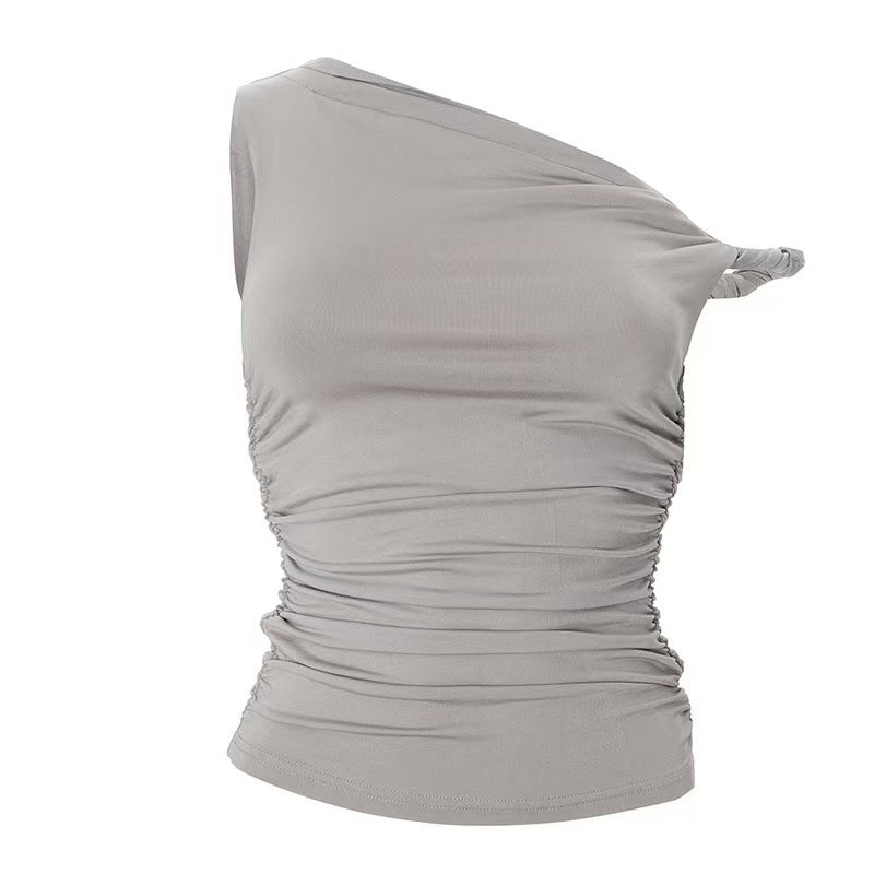 Damen Einseitiges Raffungstop mit elastischem Design EB