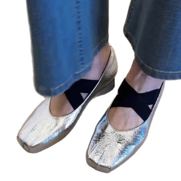 Damen elegante Ballerina-Schuhe mit modernem Riemendesign und komfortablem Absatz EB