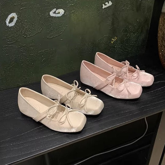 Damen elegante Ballerinas mit Schleifenverzierung und komfortabler Fußbettstruktur EB