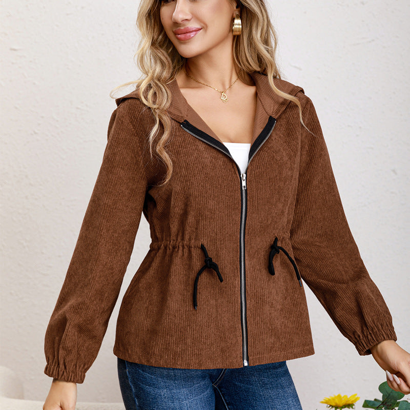 Damen Übergangsjacke mit Kordelzug und Kapuze EB