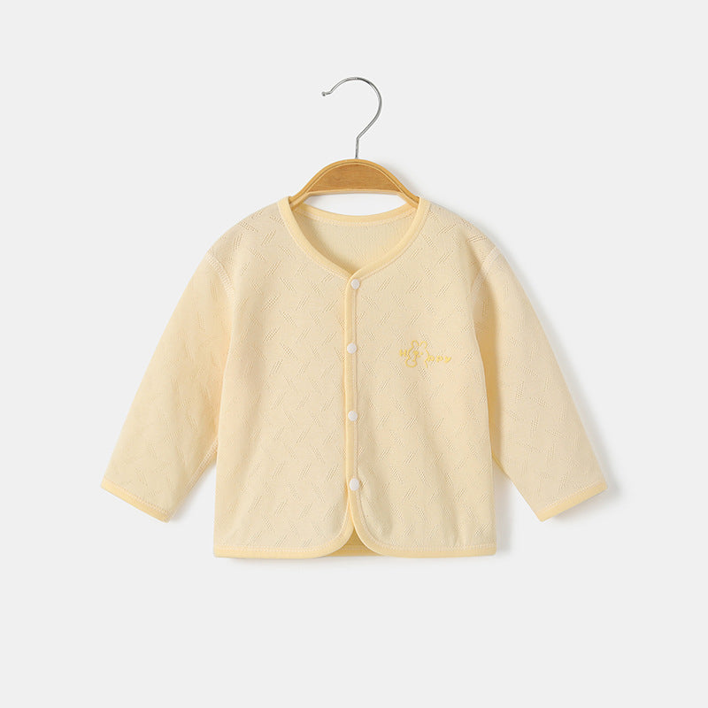 Unisex nan soft organische Baumwolle Snap-Front strukturierte Babystrickjacke mit gesticktem Teddy EB