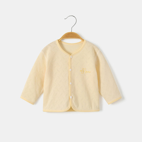 Unisex nan soft organische Baumwolle Snap-Front strukturierte Babystrickjacke mit gesticktem Teddy EB