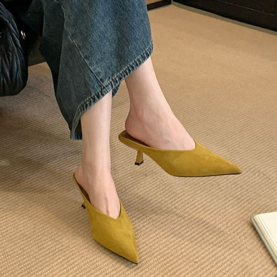 Damen elegante Slingback Mules mit spitzem Design EB