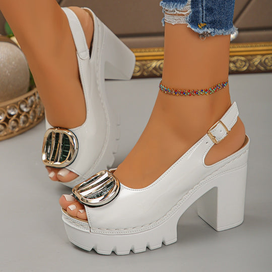 Damen Plateau-Sandalen mit eleganter Schnalle EB