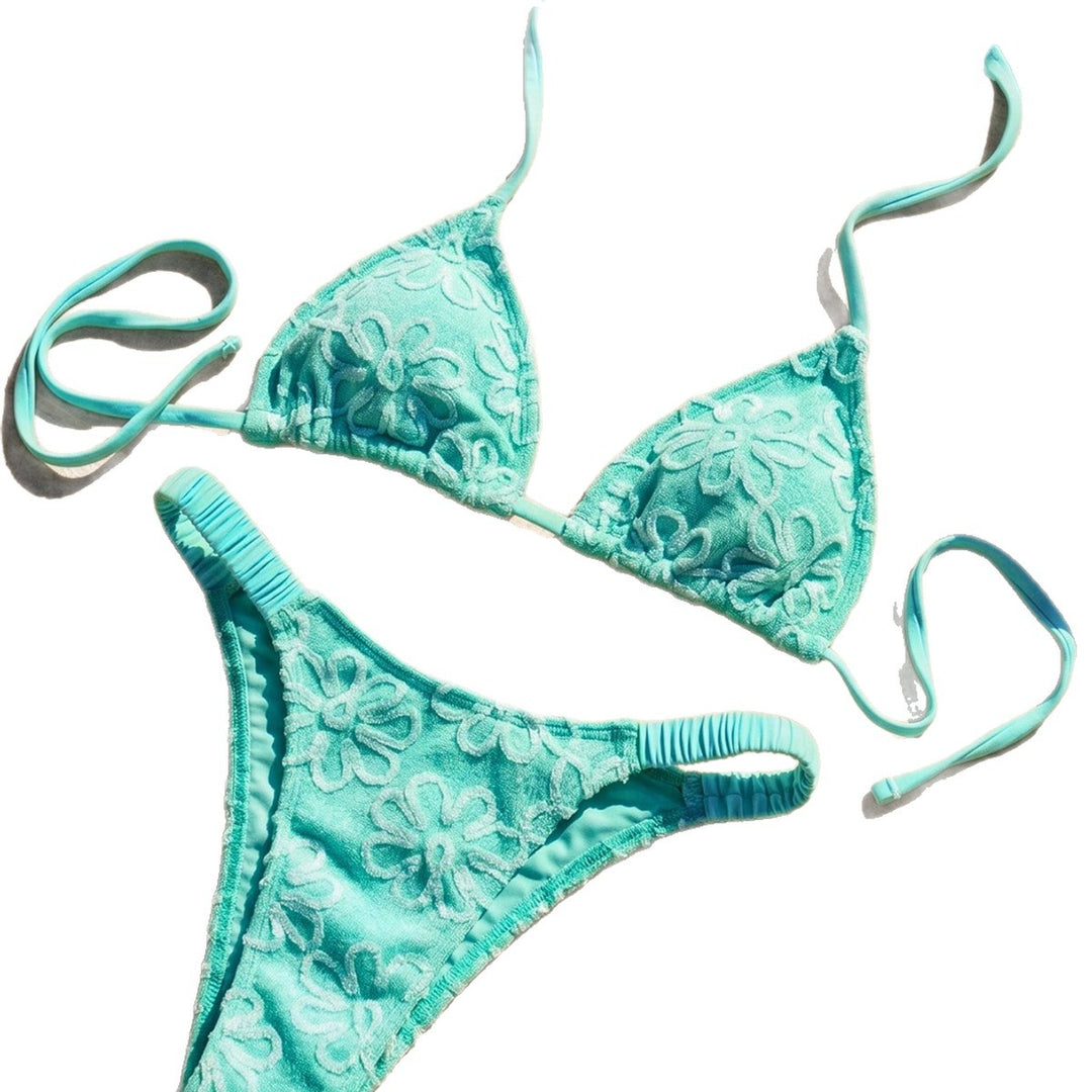Damen Triangel-Bikini mit blumenförmigen Stickereien EB