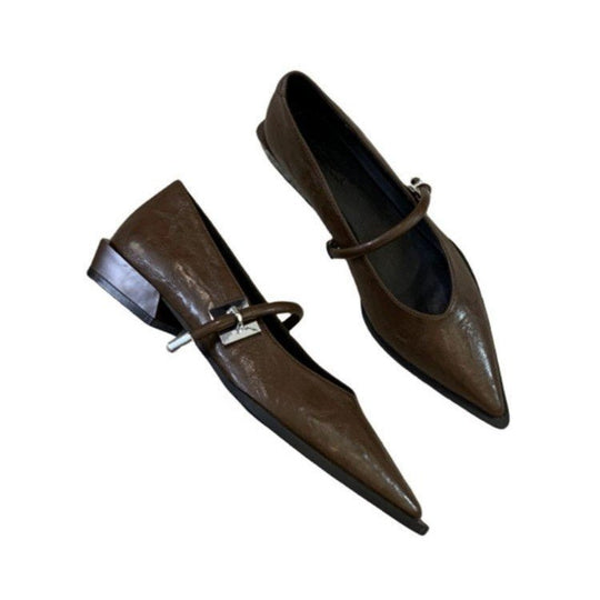 Damen elegante Ballerinas mit zeitgemäßem Riemchen und spitzem Design EB