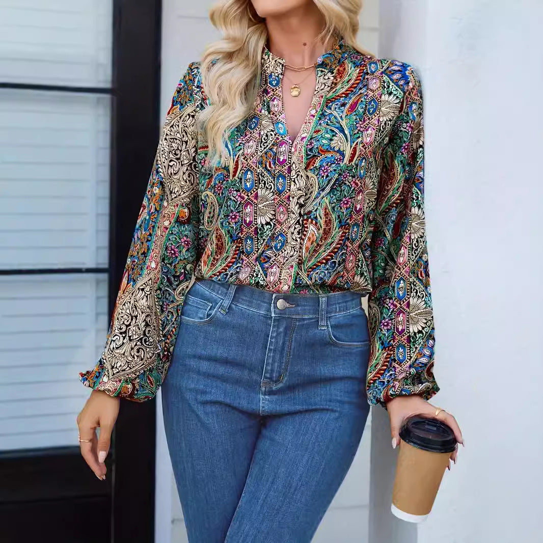 Damen elegante Printbluse EB