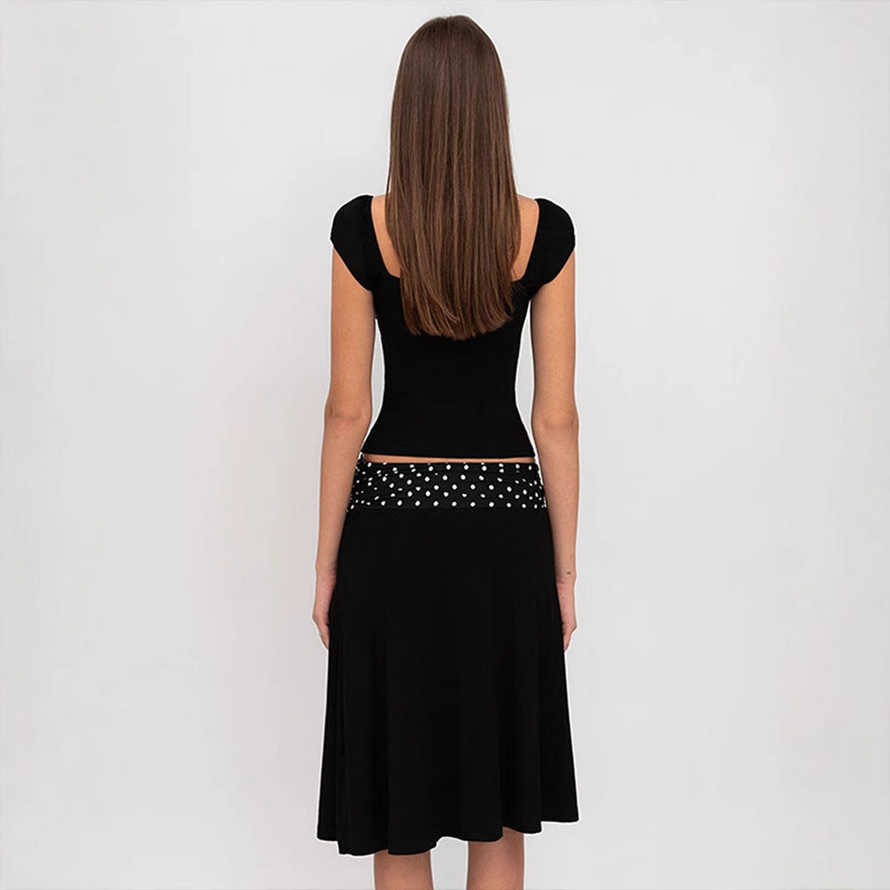 Damen Wickelkleid mit Spaghetti-Trägern und modischem Punktemuster EB