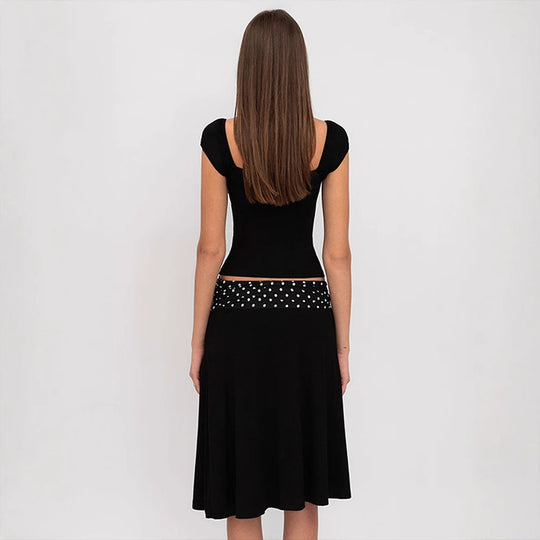 Damen Wickelkleid mit Spaghetti-Trägern und modischem Punktemuster EB